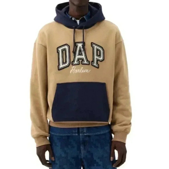 GAP x Dapper Dan DAP Logo Limited Edition Hoodie Sweater Khaki Men's Med Tall - Picture 2 of 4
